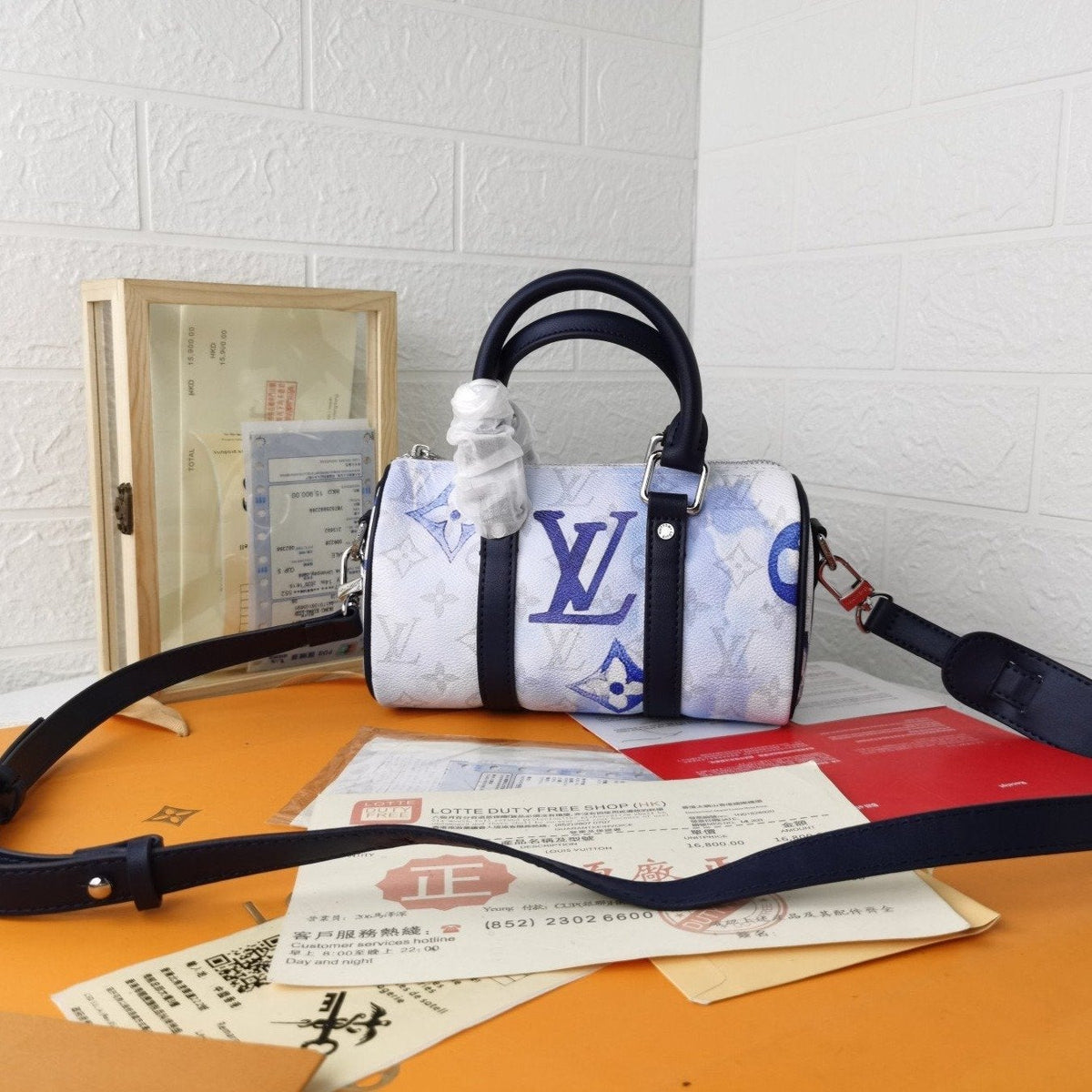 L*V KEEPALL XS 21 MONOGRAM WATER COLOR BLUE CANVAS
