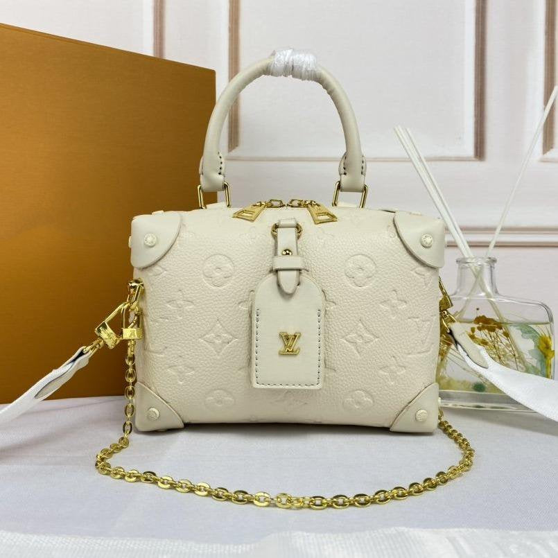 L*V PETITE MALLE SOUPLE WHITE MONOGRAM EMPREINTE