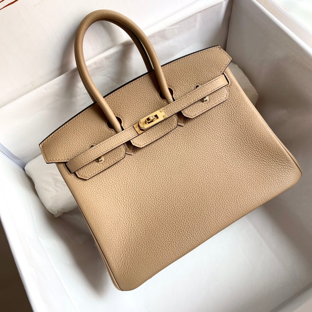 H*M B*RKIN 25CM BEIGE TOGO LEATHER GOLD HARDWARE