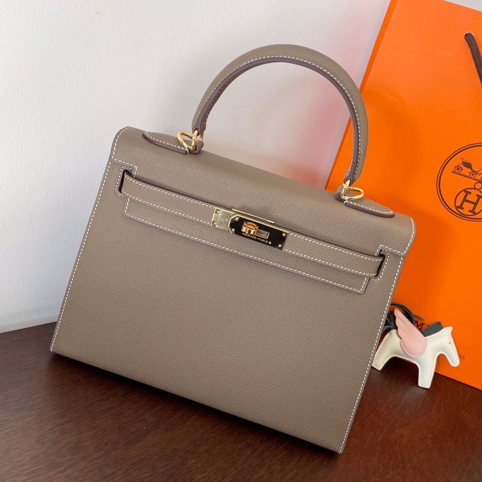 H*M K*LLY 28CM ETAIN EPSOM LEATHER GOLD HARDWARE