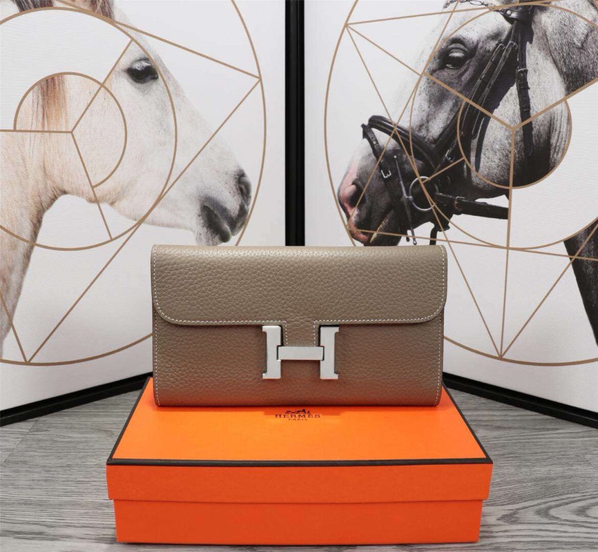 H*M CLUTCH C*NSTANCE 20.5 KHAKI CALFSKIN SILVER HARDWARE