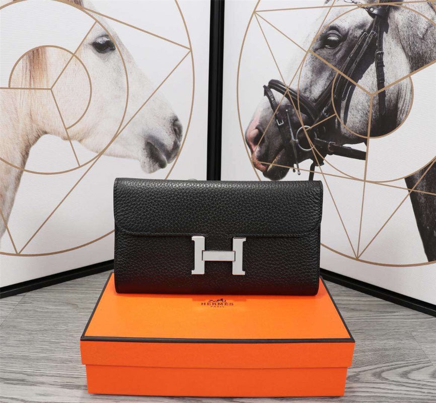 H*M CLUTCH C*NSTANCE 20.5 BLACK CALFSKIN SILVER HARDWARE