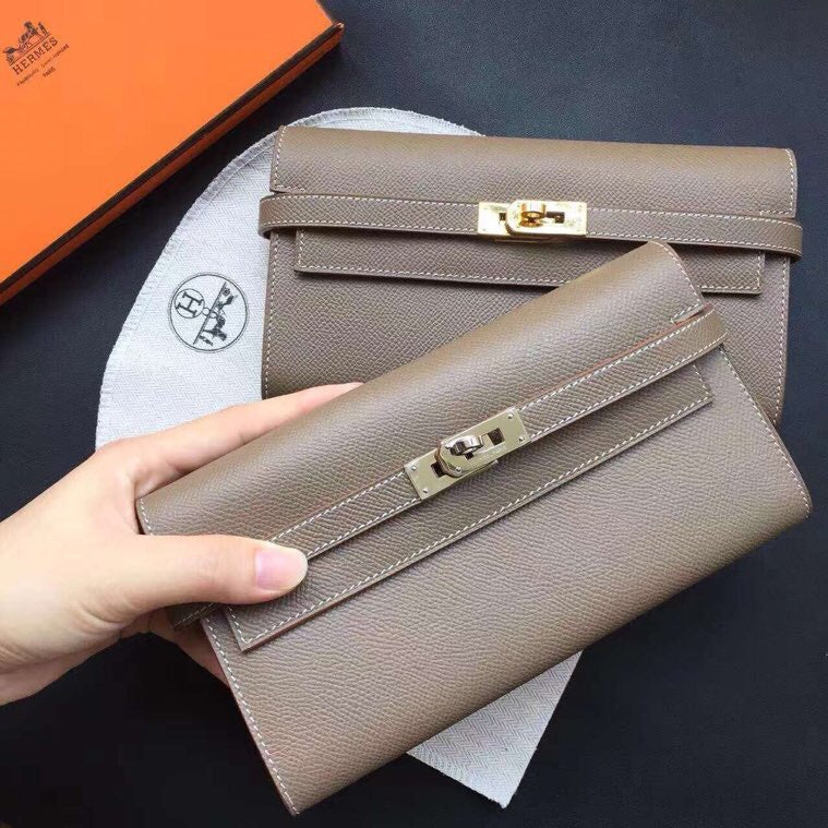 H*M K*LLY CLASSIC WALLET 20.5 CEDAR CALFSKIN