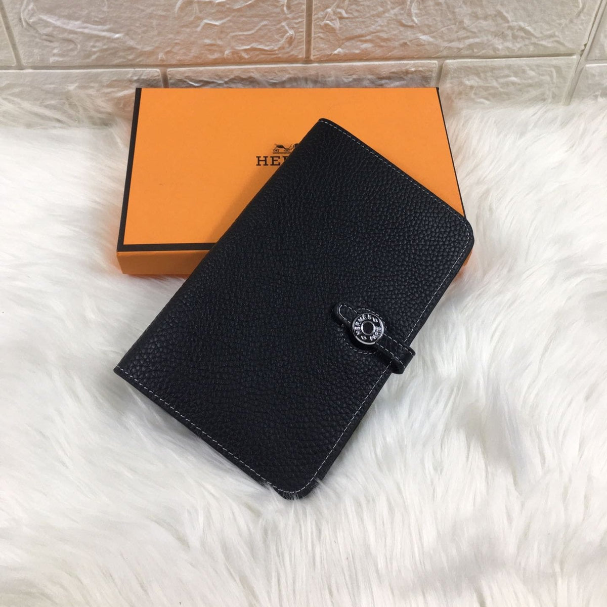H*M DOGON WALLET 20 BLACK GRAINED CALFSKIN