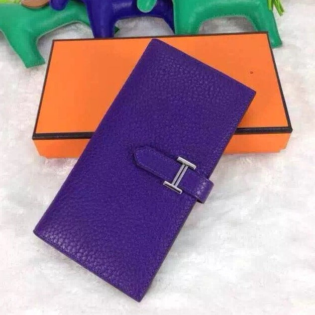 H*M BEARN WALLET 17.5 PURPLE TOGO SILVER HARDWARE