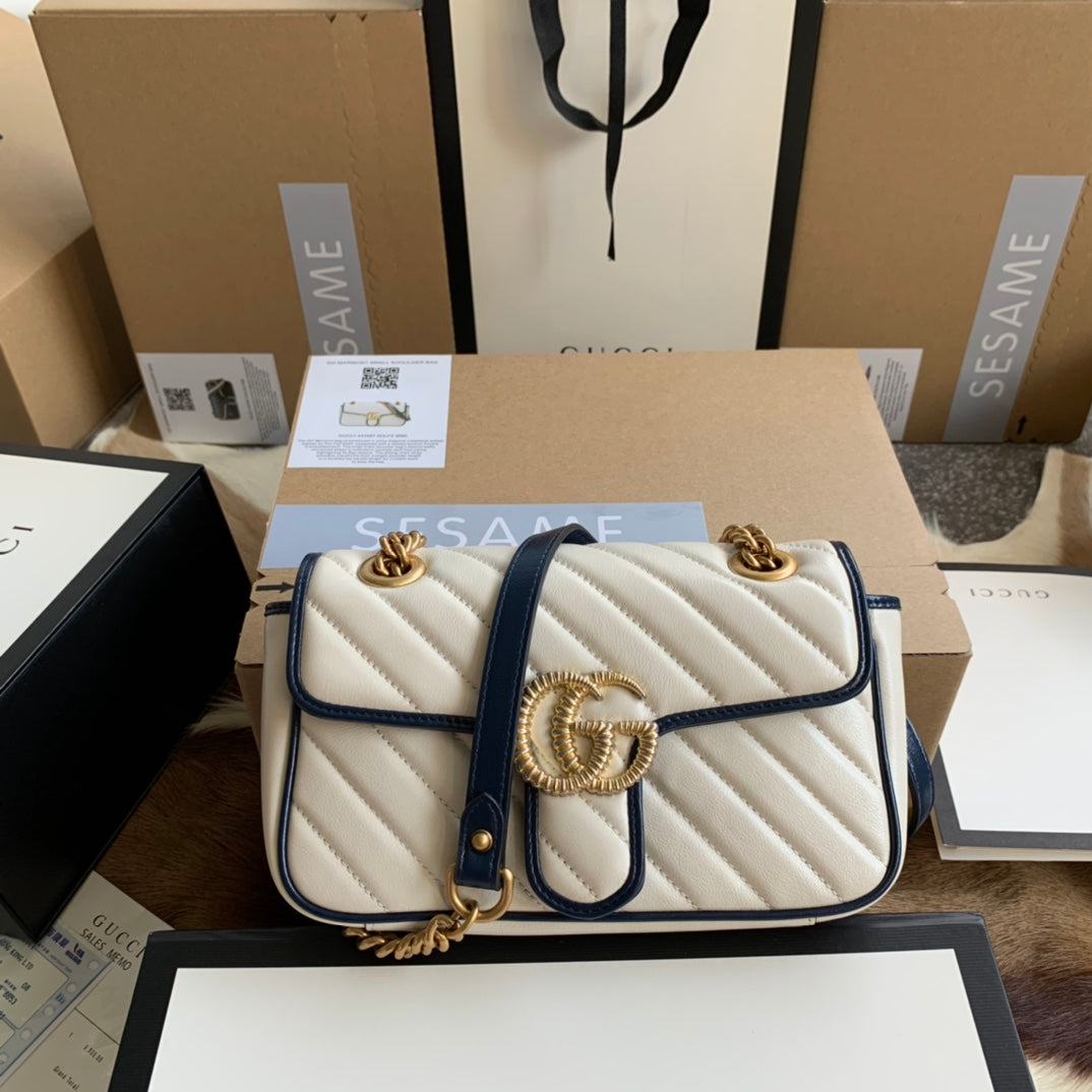 G*G MARMONT 22 HANDBAG IN WHITE CALFSKIN
