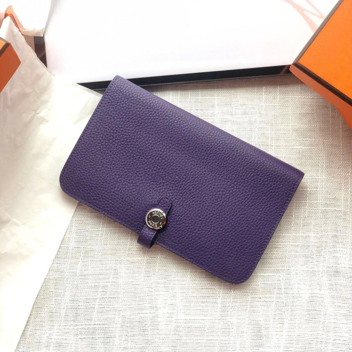 H*M Dogon Wallet 20 Purple Togo Shw