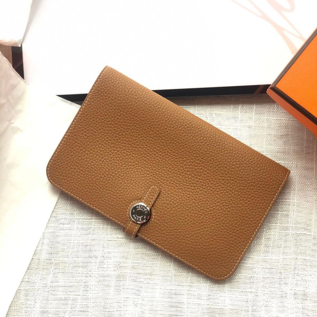 H*M Dogon Wallet 20 Tan Togo Shw