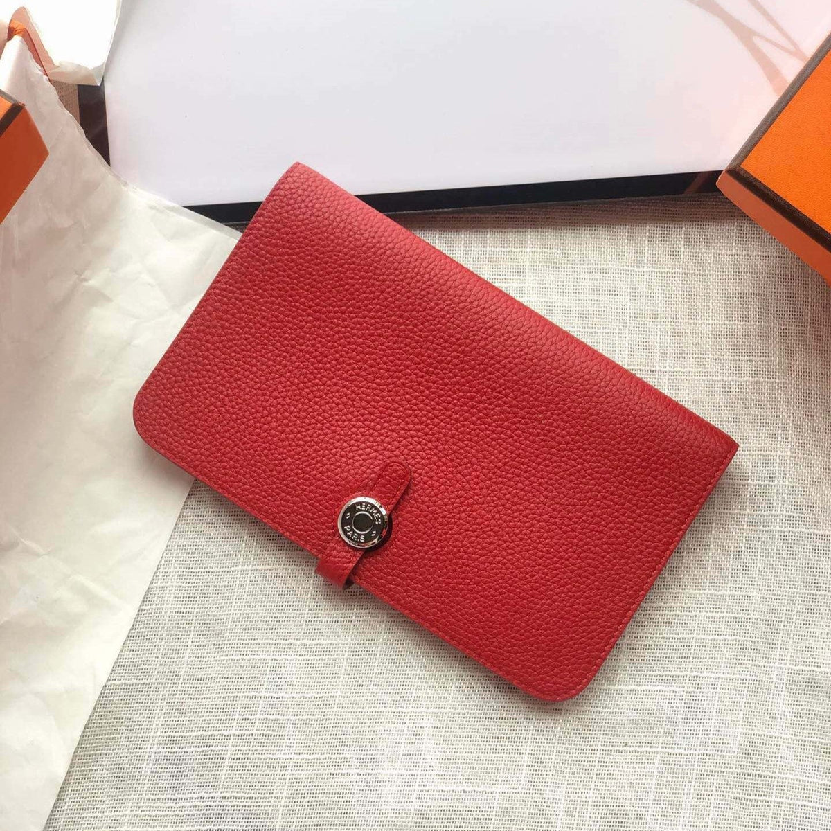 H*M Dogon Wallet 20 Red Togo Shw