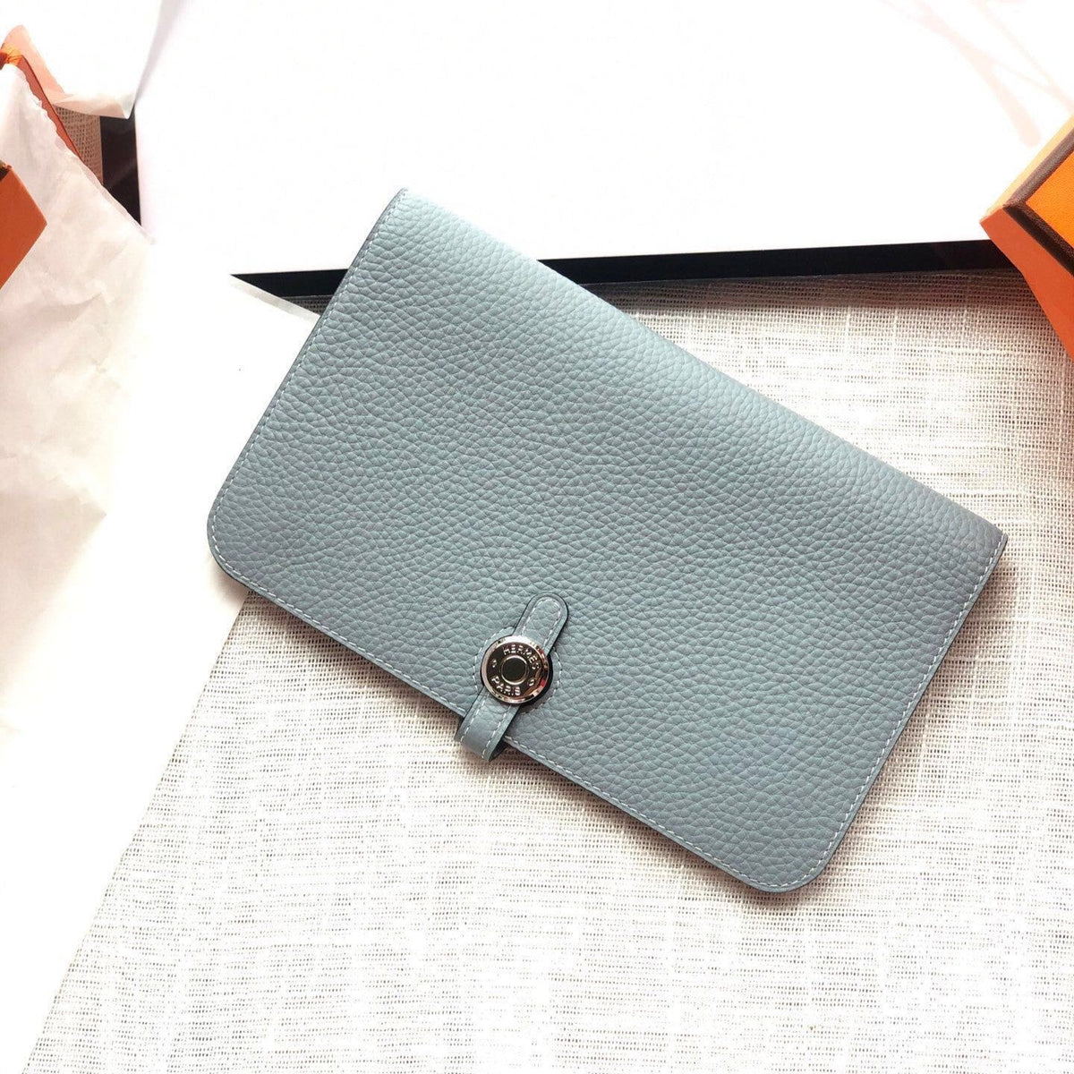 H*M Dogon Wallet 20 Navy Blue Togo Shw