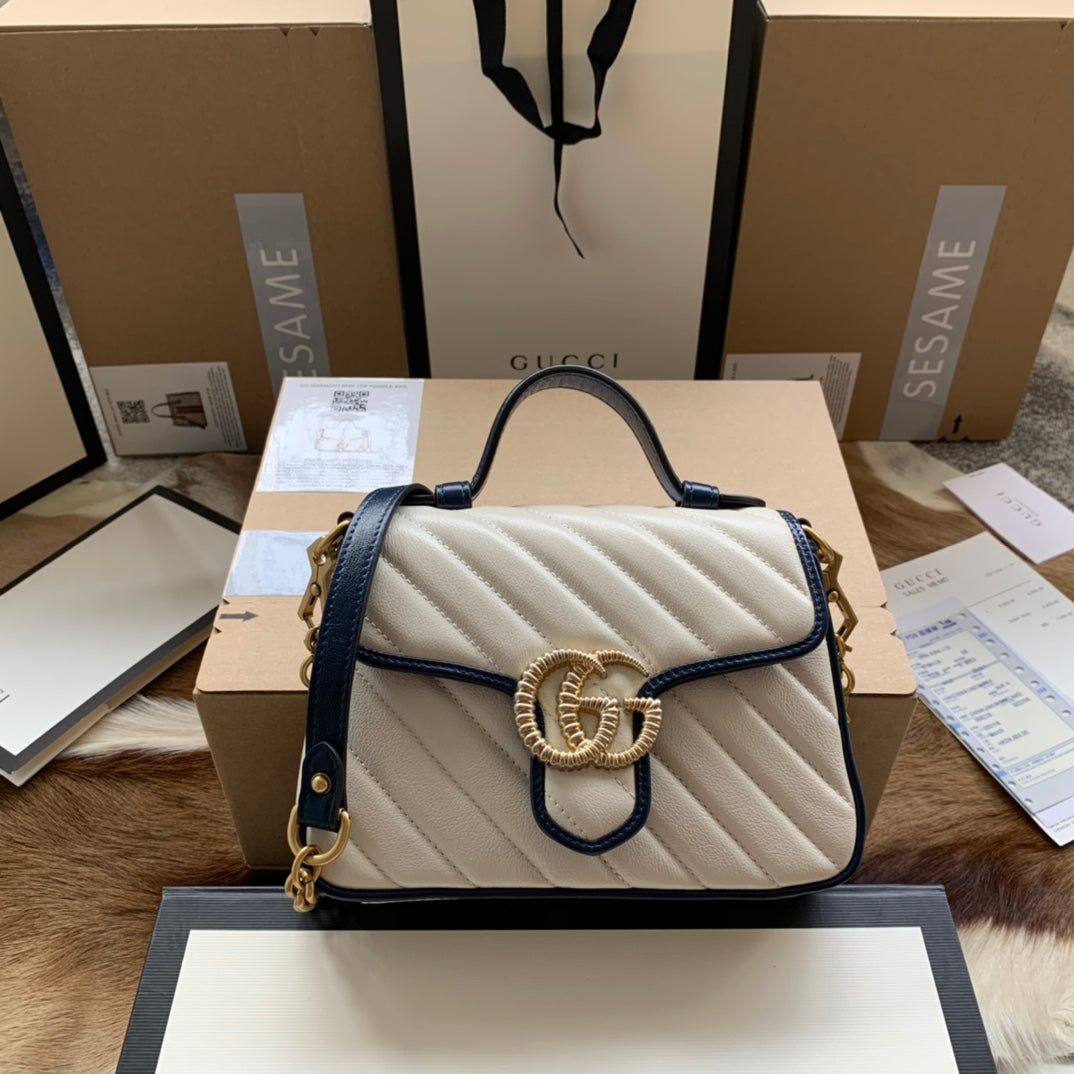 G*G MARMONT MINI 21 HANDBAG IN WHITE CALFSKIN