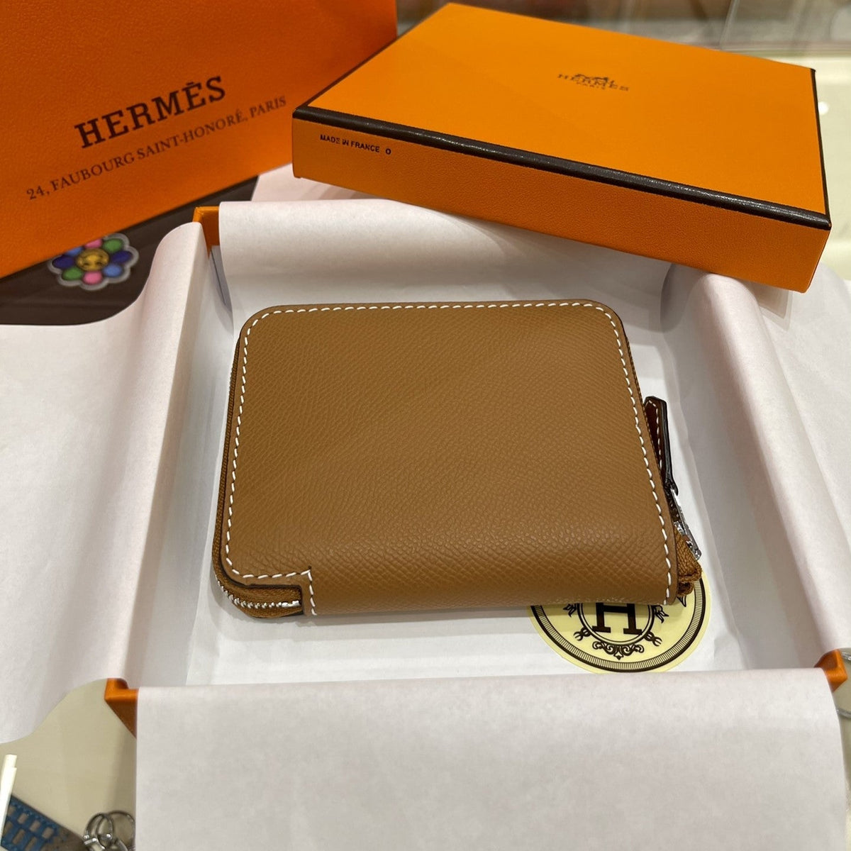 H*M Compact Wallet 11.5 Tan Epsom