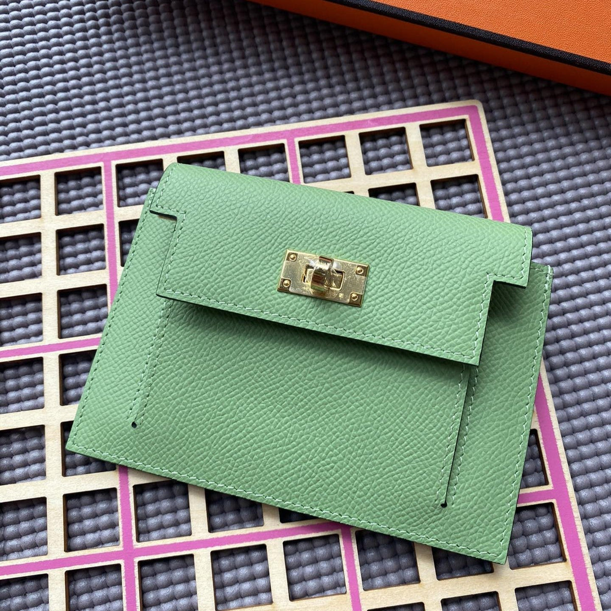 H*M K*lly Pocket 13.5 Green Epsom Ghw