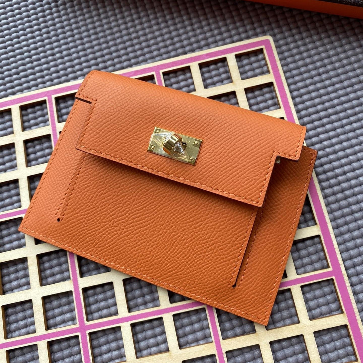 H*M K*lly Pocket 13.5 Orange Epsom Ghw