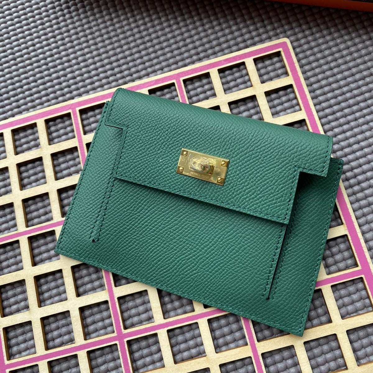 H*M K*lly Pocket 13.5 Dark Green Epsom Ghw