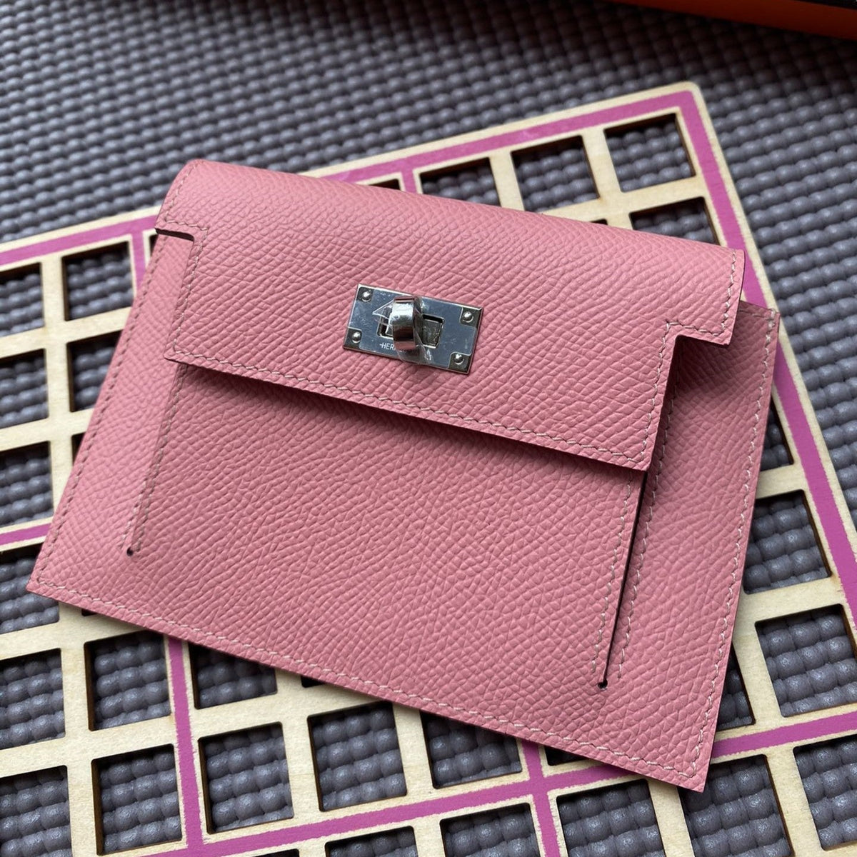 H*M K*lly Pocket 13.5 Pink Epsom Shw