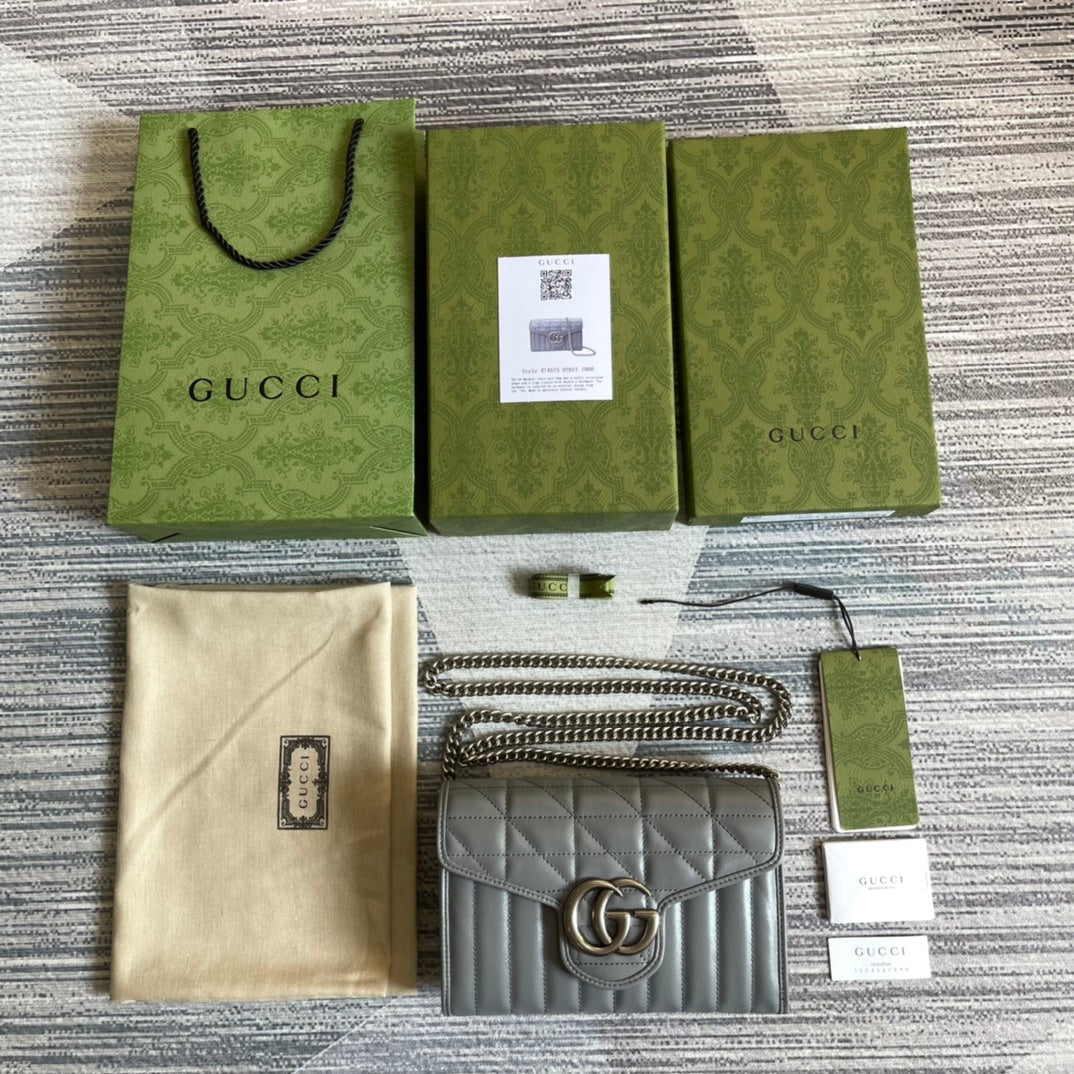 G*G MARMONT MINI 20 SHOULDER BAG IN GREY CALFSKIN