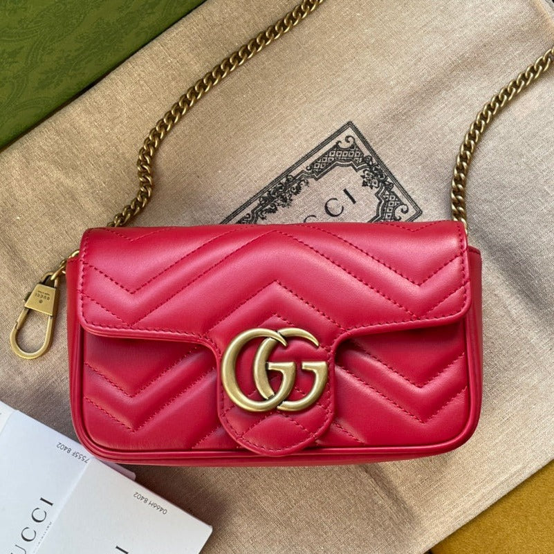 G*G MARMONT MINI 16 BAG IN RED PINK CALFSKIN