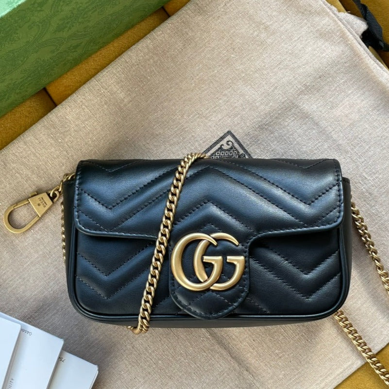 G*G MARMONT MINI 16 BAG IN BLACK CALFSKIN