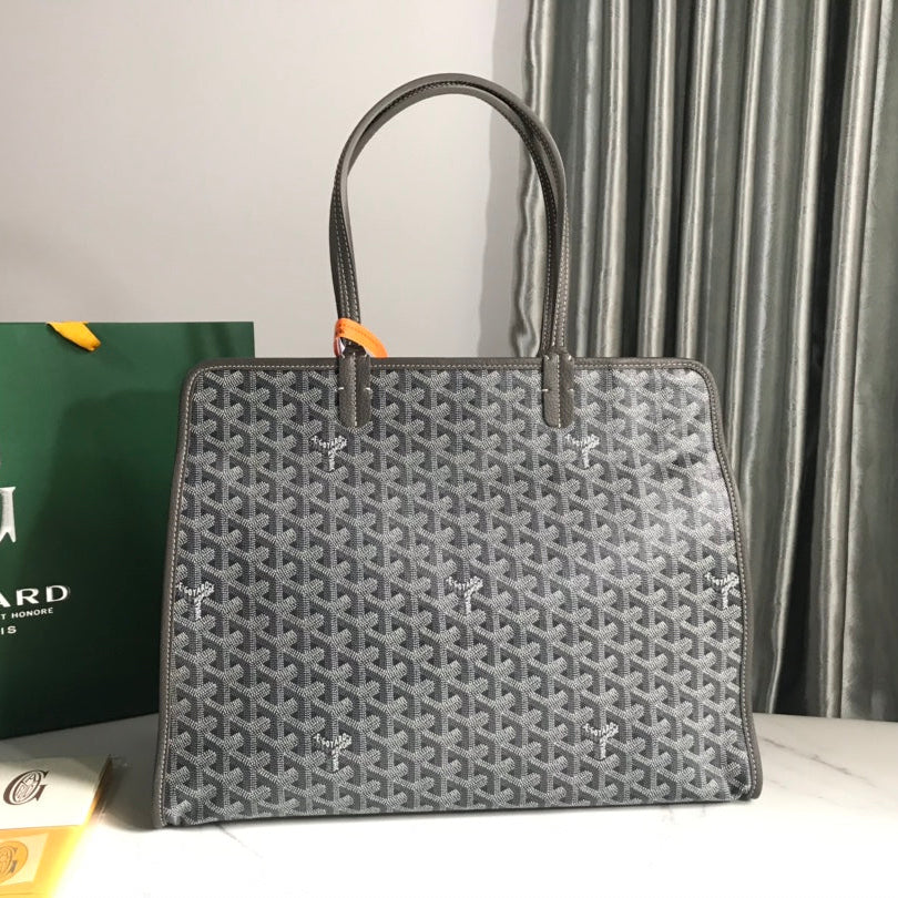 HARDY PM BAG 40 IN GRAY GOY*RDINE CANVAS AND TAURILLON LEATHER TRIM