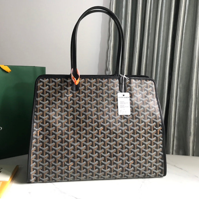 HARDY PM BAG 40 IN BLACK GOY*RDINE CANVAS AND TAURILLON LEATHER TRIM