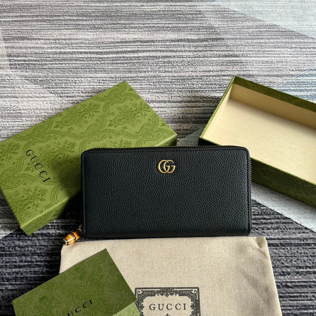 G*G MARMONT 19 ZIP-AROUND WALLET BLACK CALFSKIN