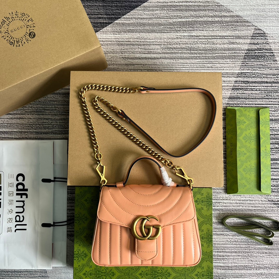 G*G MARMONT MINI 21 CLASSIC BAG IN PEACH PINK CALFSKIN