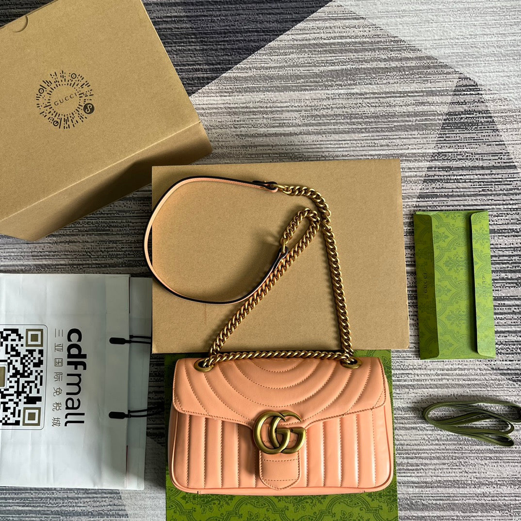 G*G MARMONT 26 CLASSIC BAG IN PEACH PINK CALFSKIN