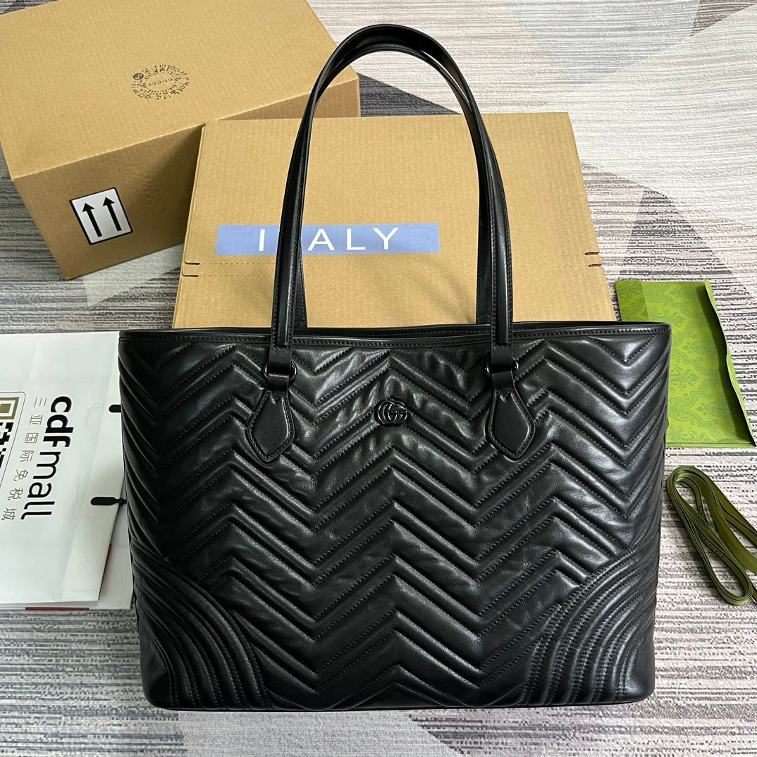 G*G MARMONT LARGE 38 TOTE IN BLACK CALFSKIN