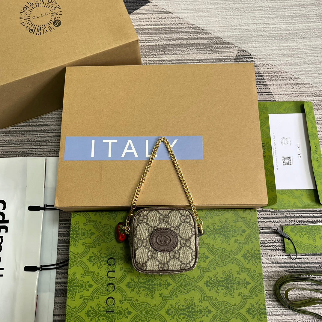 G*G SUPERMINI 3 BOX BAG IN BEIGE CANVAS