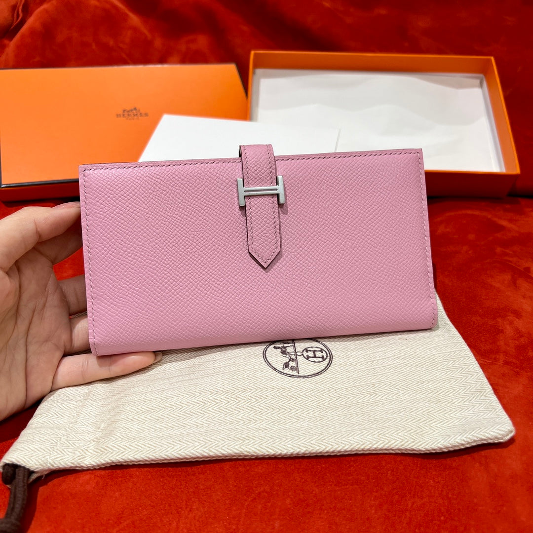 H*M BEARN WALLET 17.5 PINK EPSOM SILVER HARDWARE