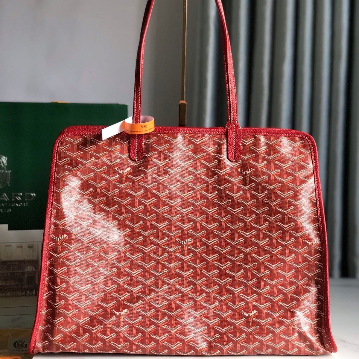 HARDY PM BAG 40 IN RED GOY*RDINE CANVAS AND TAURILLON LEATHER TRIM