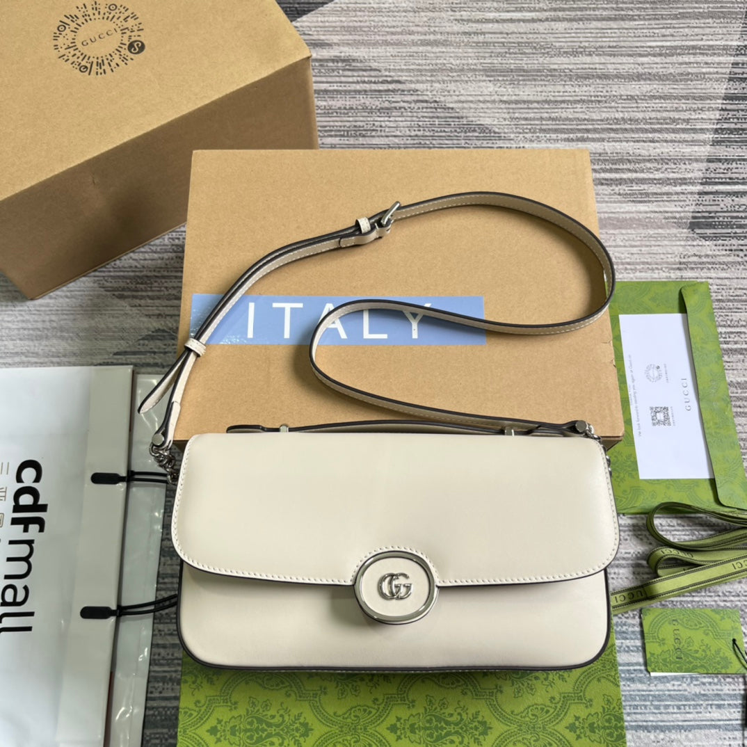 G*G SMALL 27 HANDBAG IN WHITE CALFSKIN