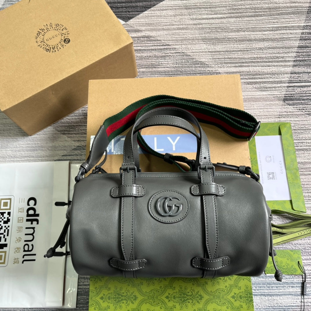 G*G SMALL 28 DUFFLE BAG IN BLACK SOLF CALFSKIN