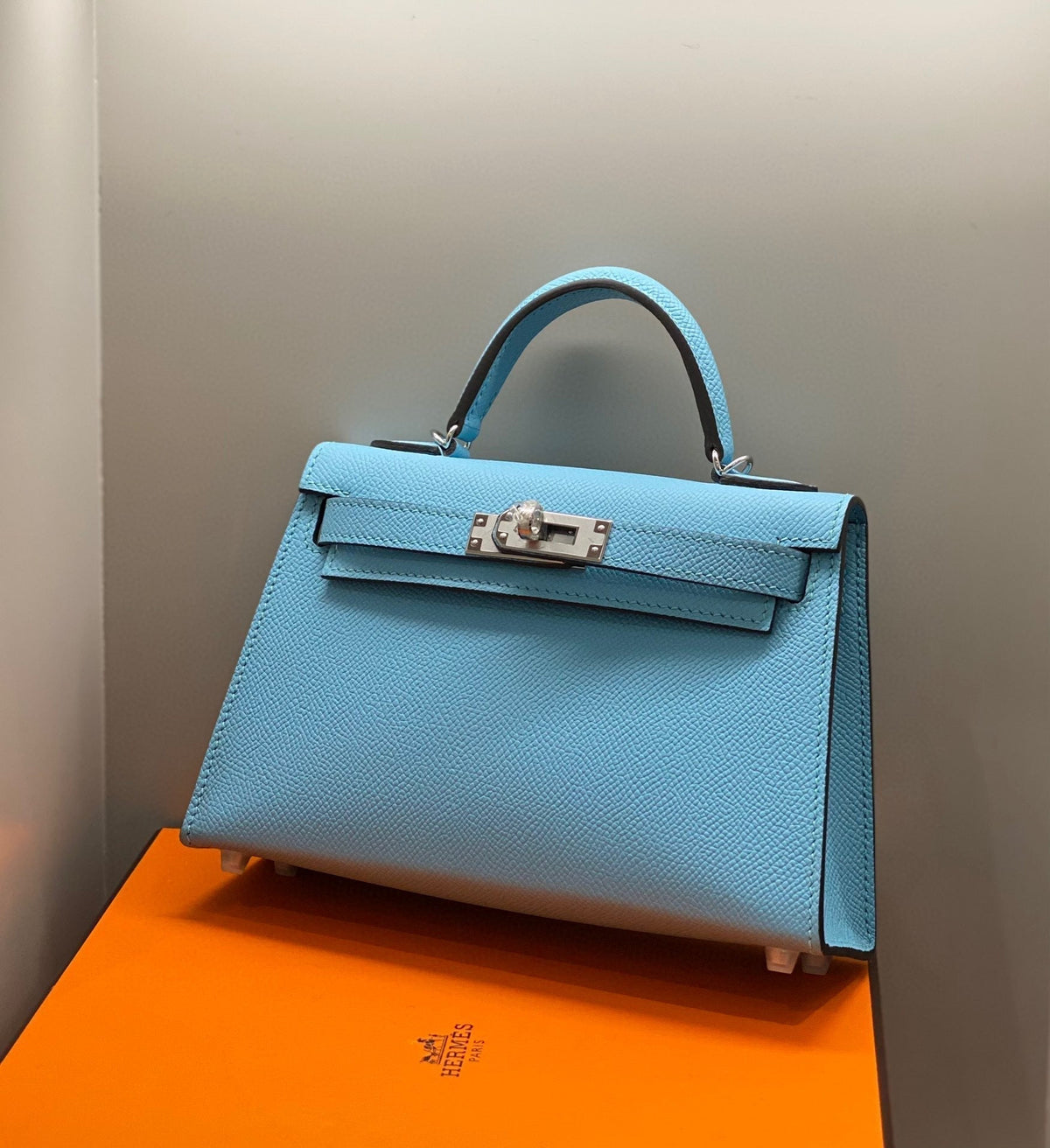 H*M K*LLY MINI 20 SKY BLUE EPSOM SILVER HARDWARE