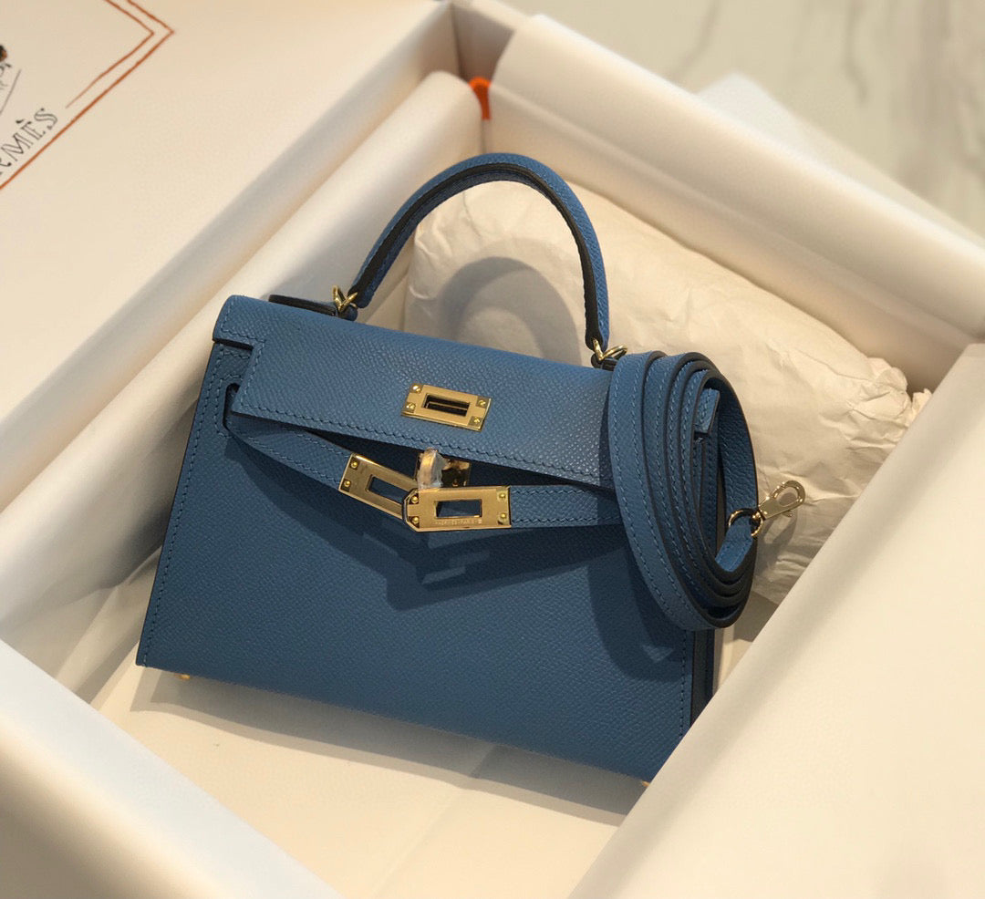 H*M K*LLY MINI 20 BLUE GOLD HARDWARE