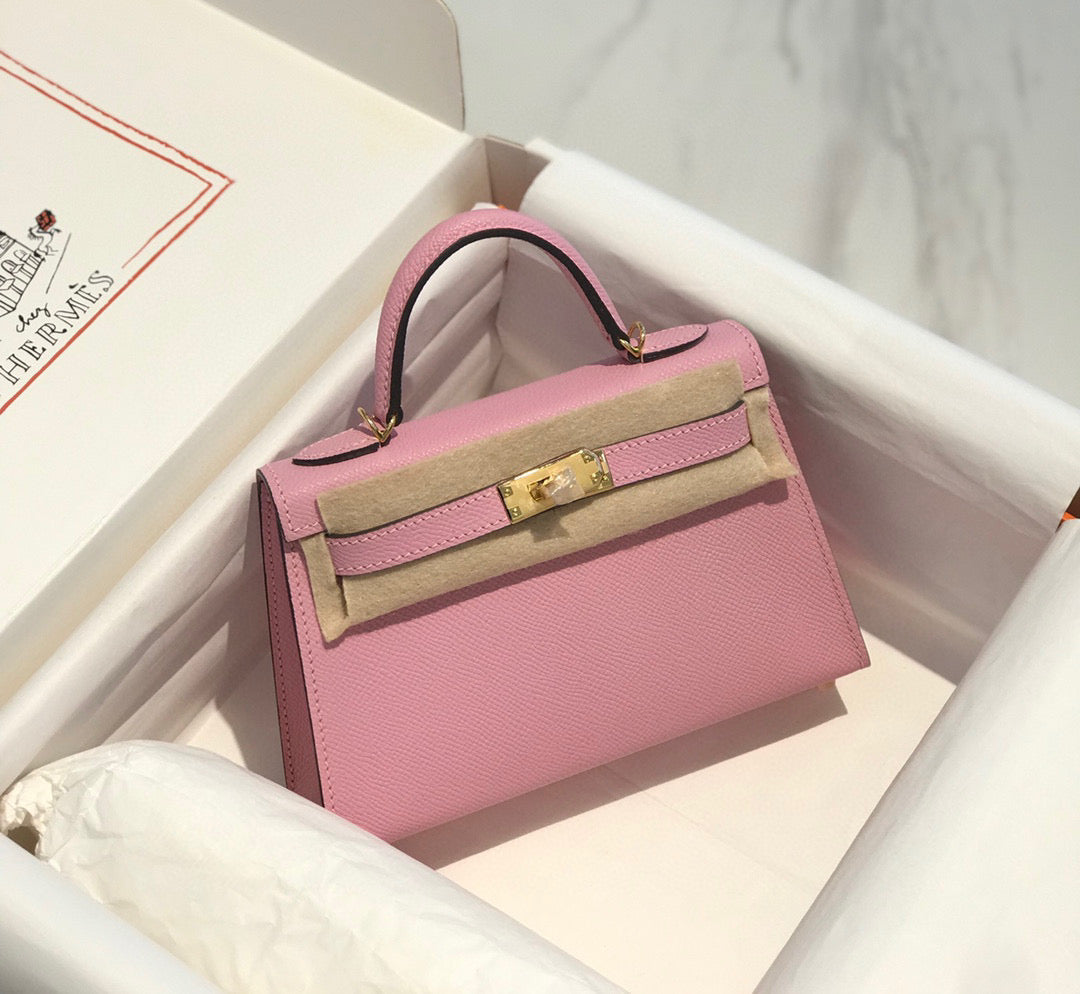H*M K*LLY MINI 20 LIGHT PINK EPSOM GOLD HARDWARE