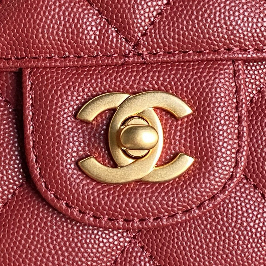 CC 24K Top Handle 19cm Burgundy Calfskin Gold Hardware