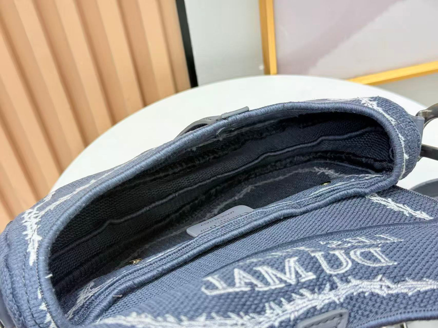 CD Saddle Bag Strap With Strap 24cm Blue Cotton