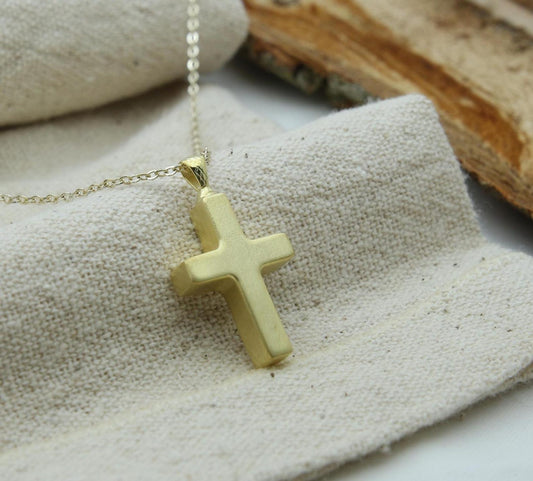 Sacred Cross Keepsake Urn Necklace – 925 Sterling Silver Ash Pendant with Optional Engraving (22 • 25 mm)
