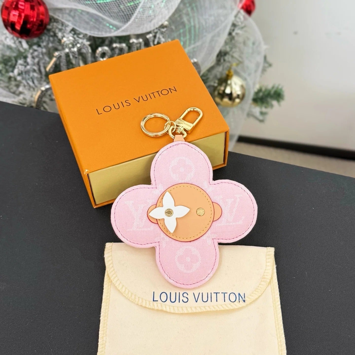 LV Vivienne Head Bag Charm in Monogram Pink Canvas