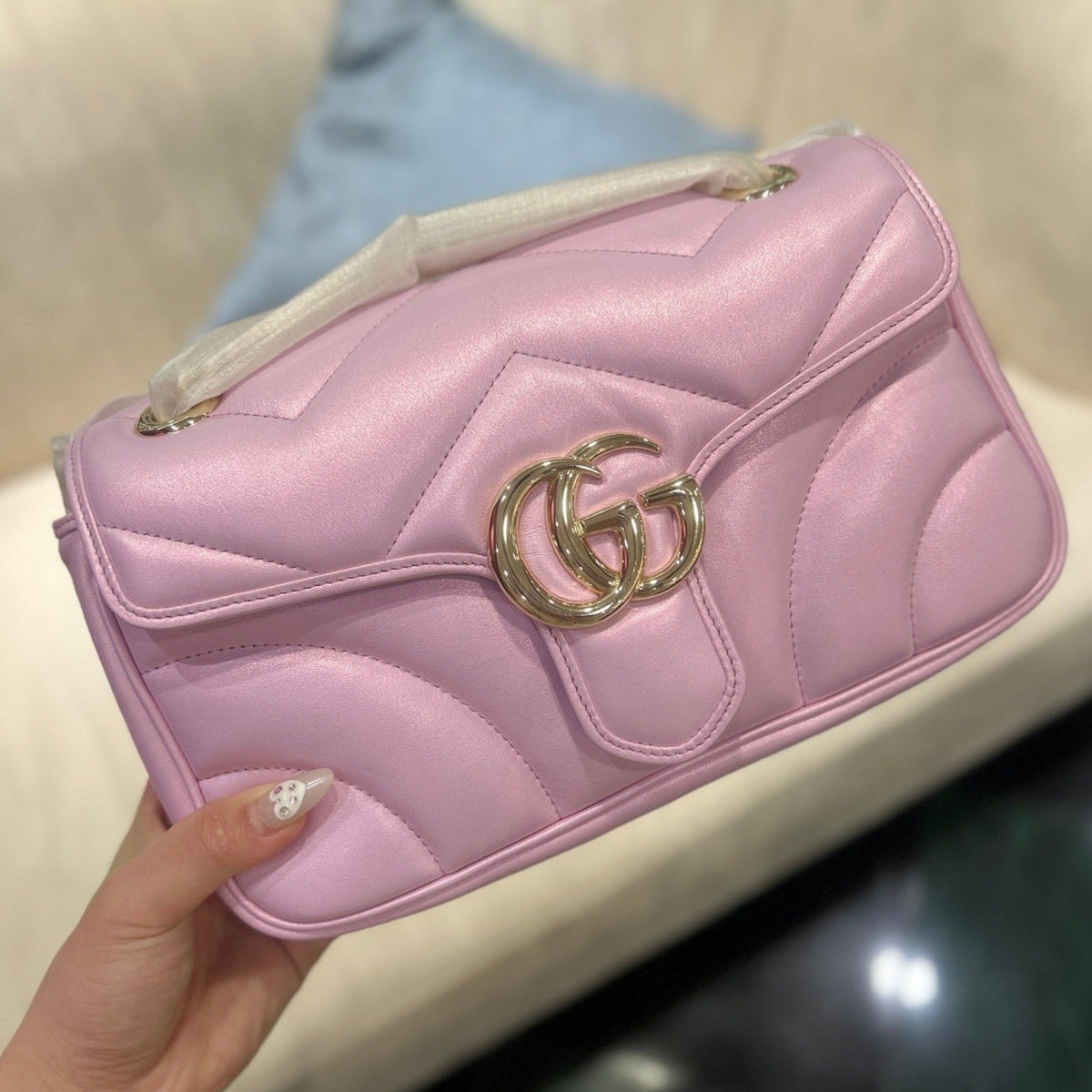 G*G MARMONT 26 MEDIUM SHOULDER BAG LIGHT PINK CALFSKIN