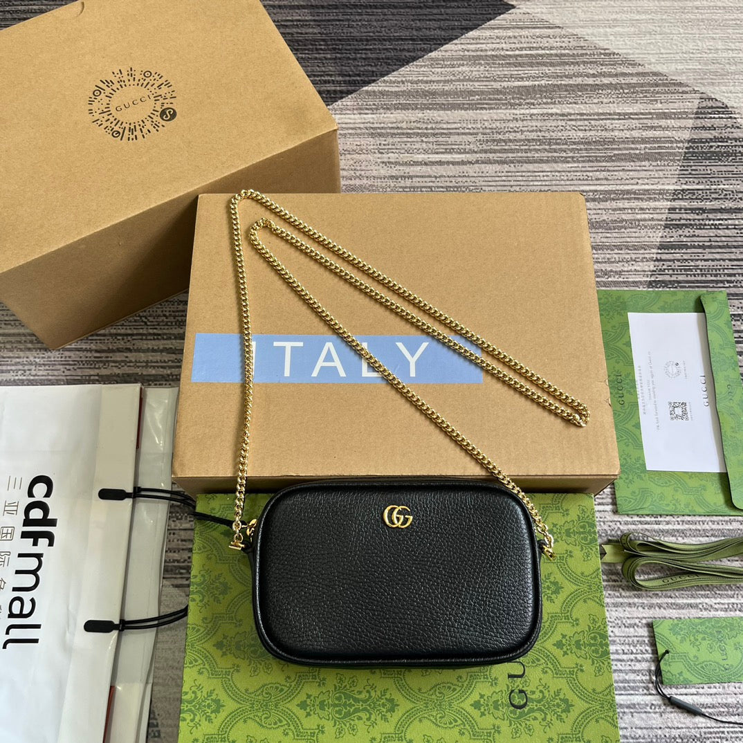 G*G MARMONT MINI 18 BAG IN BLACK CALFSKIN