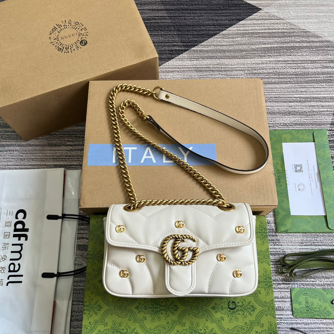 G*G MARMONT SMALL 22 BAG IN WHITE LAMBSKIN