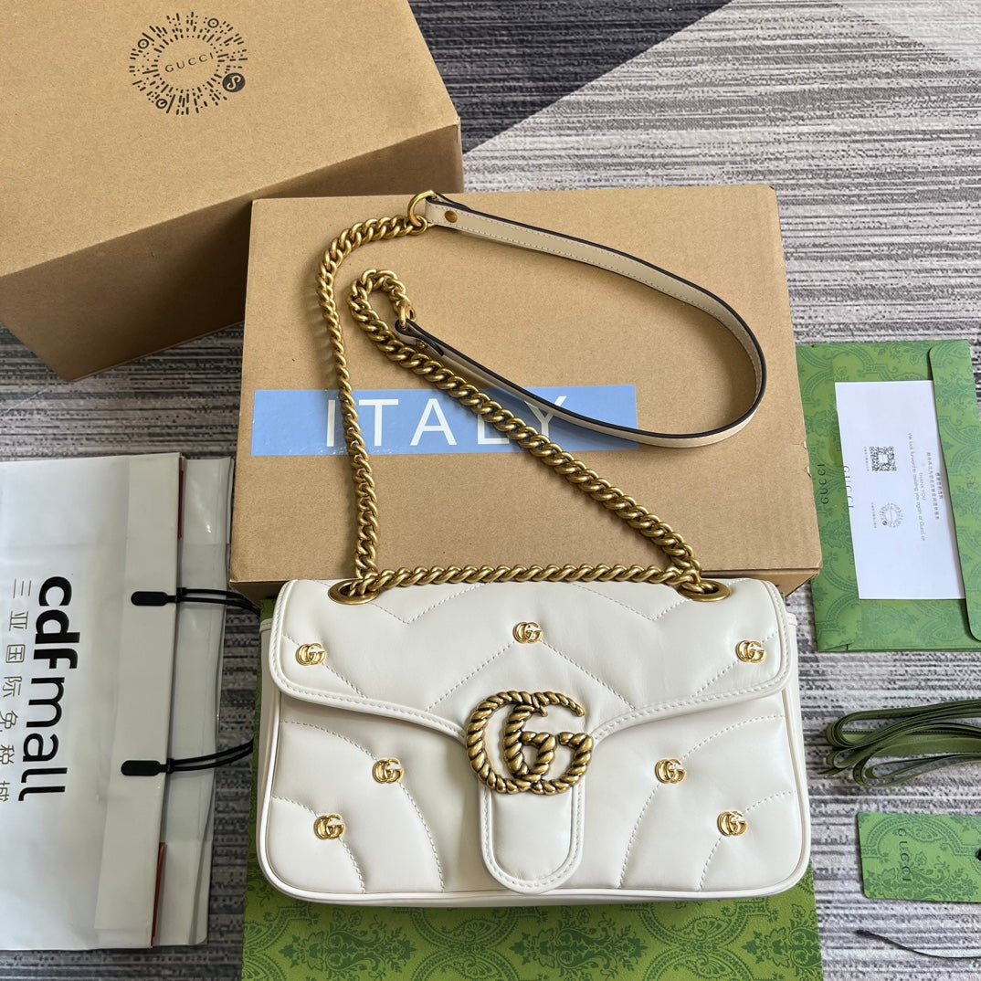 G*G MARMONT MEDIUM 26 BAG IN WHITE LAMBSKIN