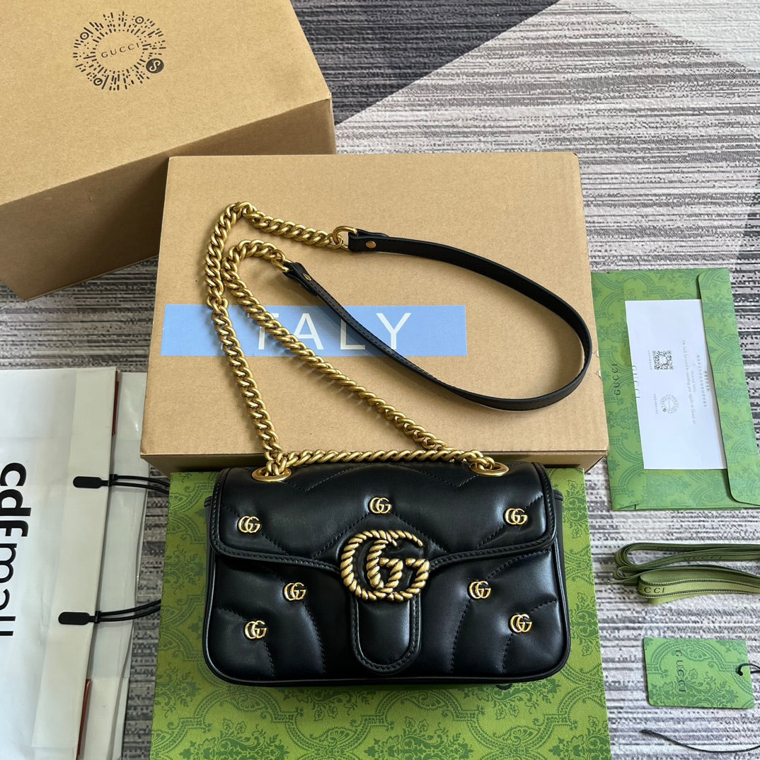 G*G MARMONT SMALL 22 BAG IN BLACK LAMBSKIN