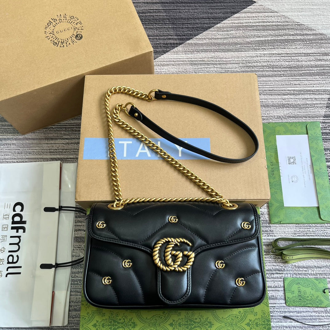 G*G MARMONT MEDIUM 26 BAG IN BLACK LAMBSKIN