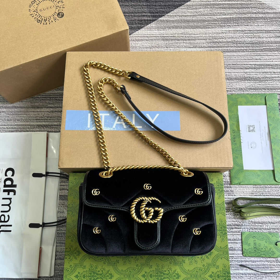 G*G MARMONT MINI 22 BAG IN BLACK VELVET