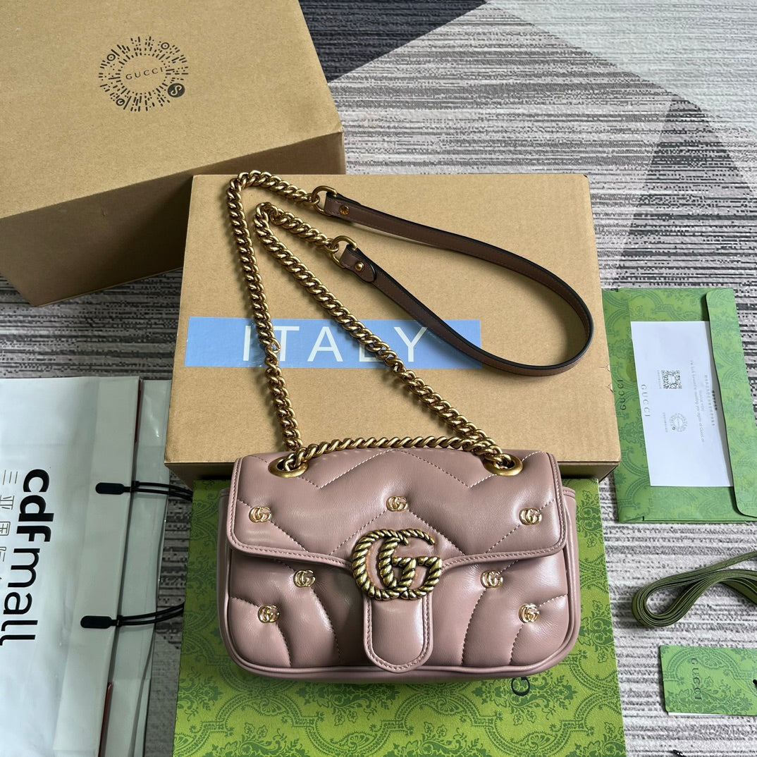 G*G MARMONT SMALL 22 BAG IN HOT PINK LAMBSKIN