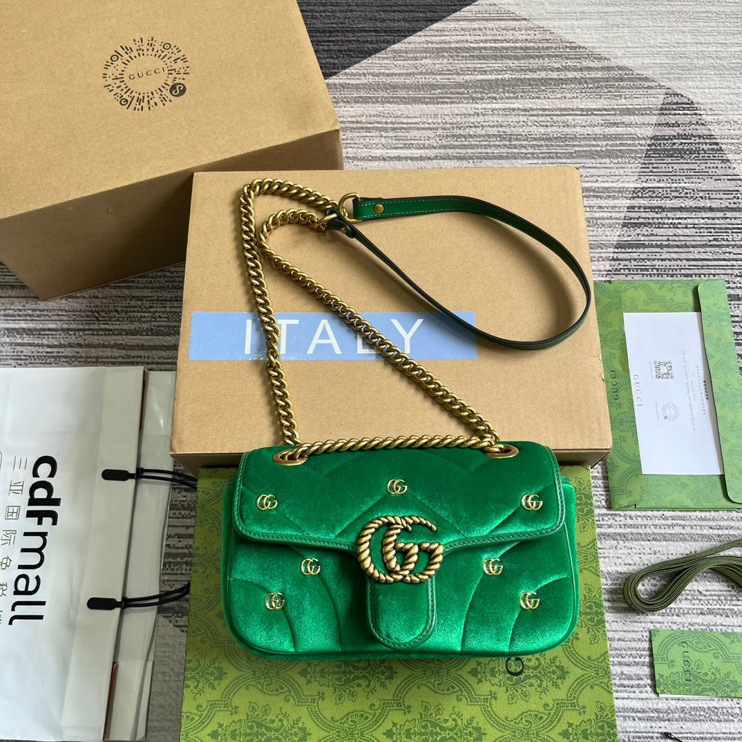 G*G MARMONT MINI 22 BAG IN COOL GREEN VELVET